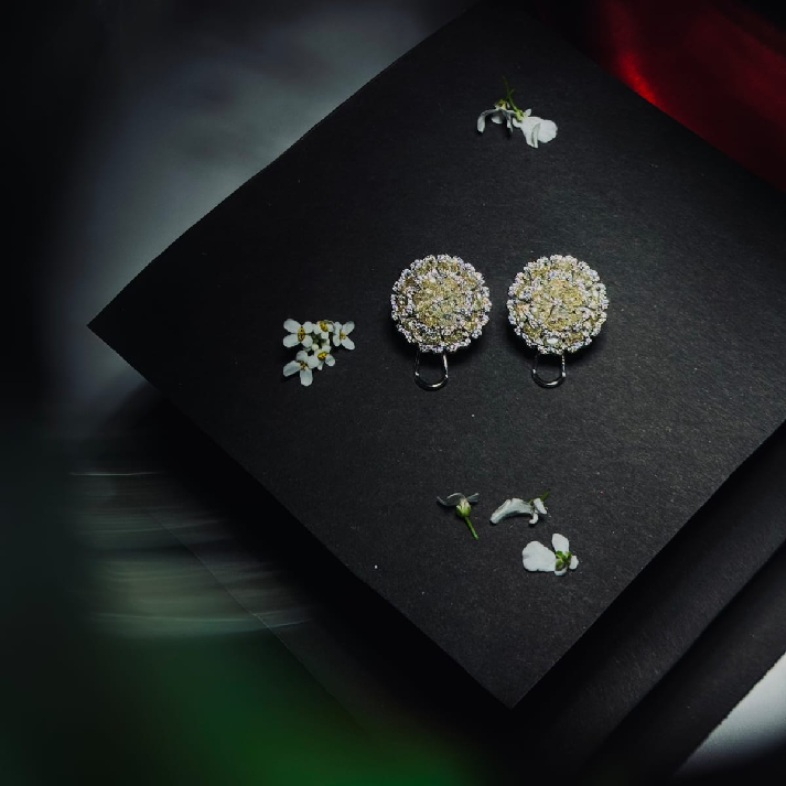Golden Bloom Crystal Stud Earrings | Noore by Neetu Kaushal
