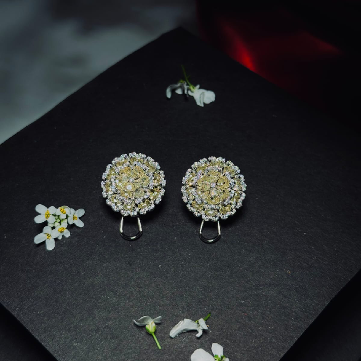 Golden Bloom Crystal Stud Earrings | Noore by Neetu Kaushal