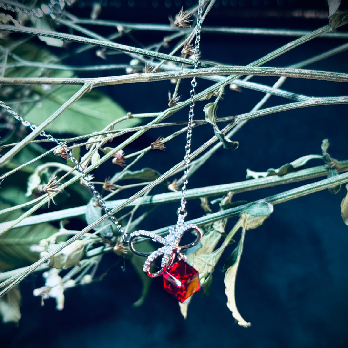 Ruby Glow Pendant & Crystal Bracelet Combo