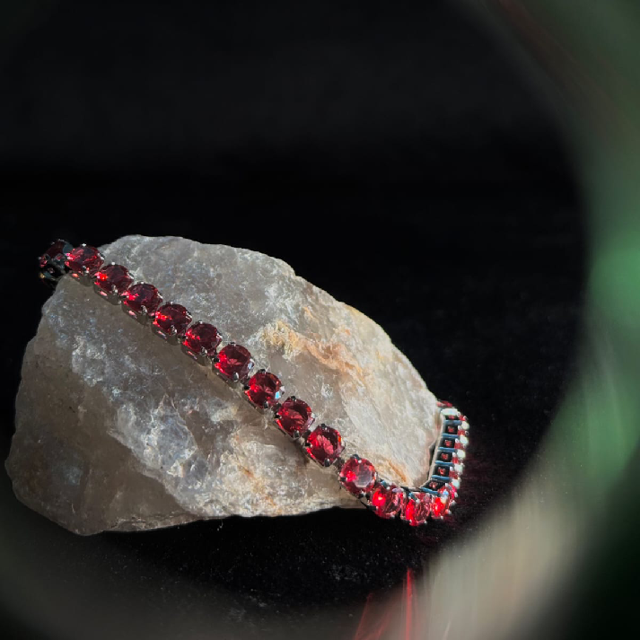 Ruby Glow Pendant & Crystal Bracelet Combo