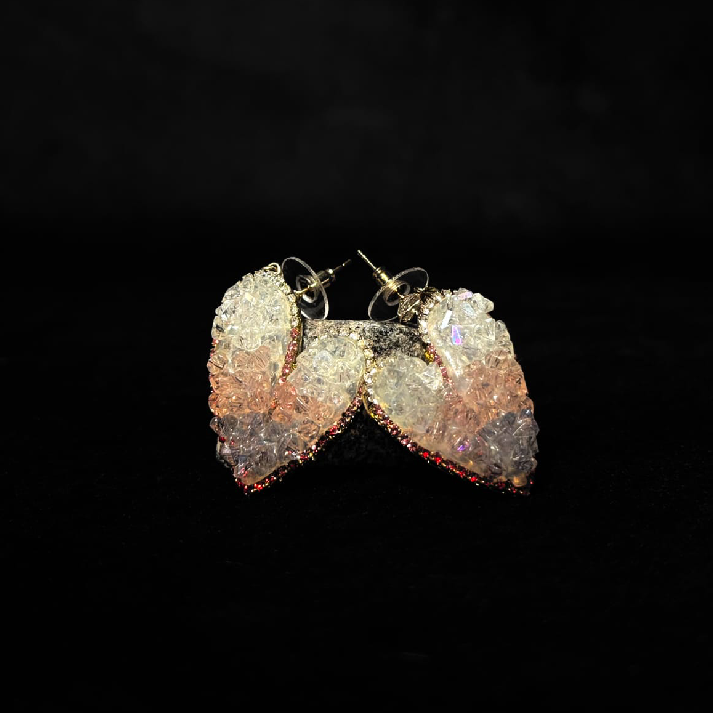 Blush Crystal Heart Drop Earrings | noore by neetu kaushal