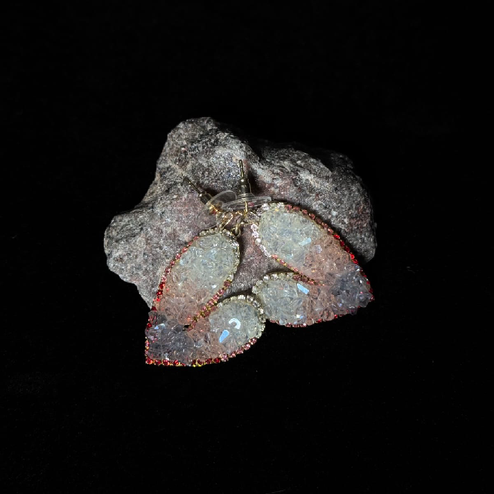 Blush Crystal Heart Drop Earrings | noore by neetu kaushal