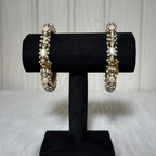 Ivory Pearl Jadau Bangles | Handcrafted Gold-Tone Traditional Kada Set