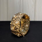 Ivory Pearl Jadau Bangle | Handcrafted Gold-Tone Traditional Kada