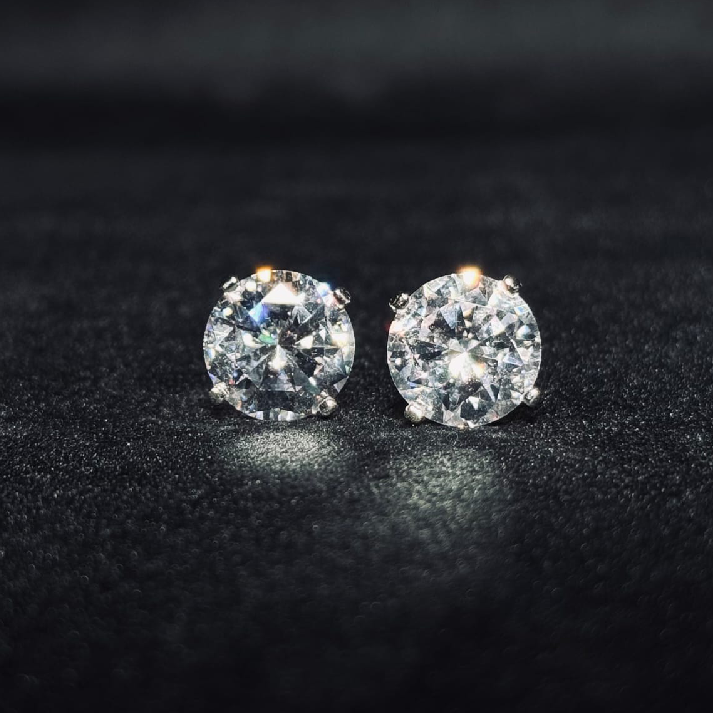 Classic Round Solitaire Crystal Stud Earrings