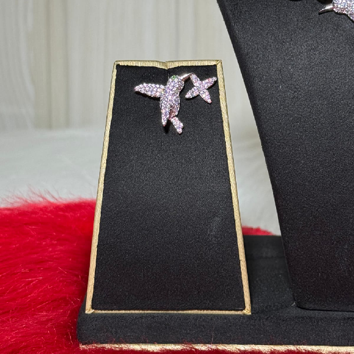 Crystal Bloom Diamond-Finish Necklace Set with Matching Stud Earrings