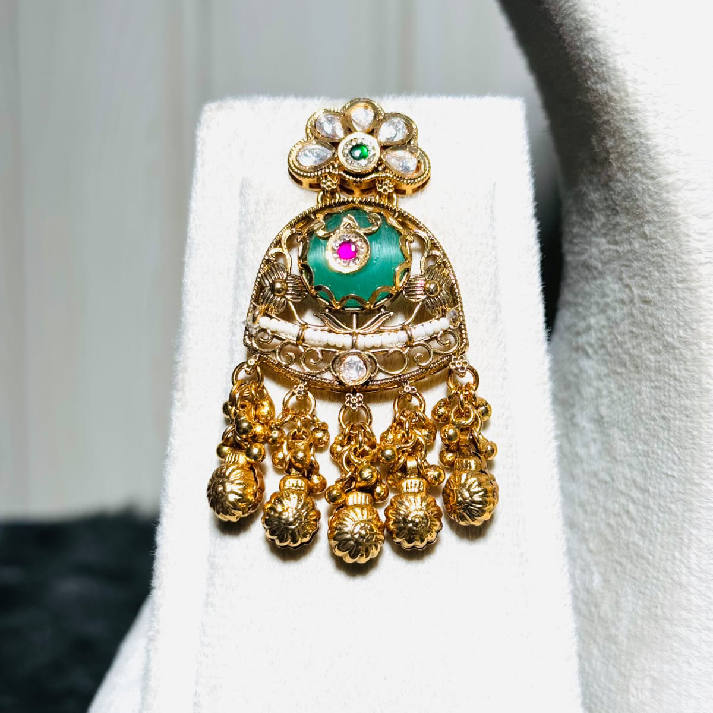 Grand Polki Kundan Bridal Necklace Set with Statement Pendant