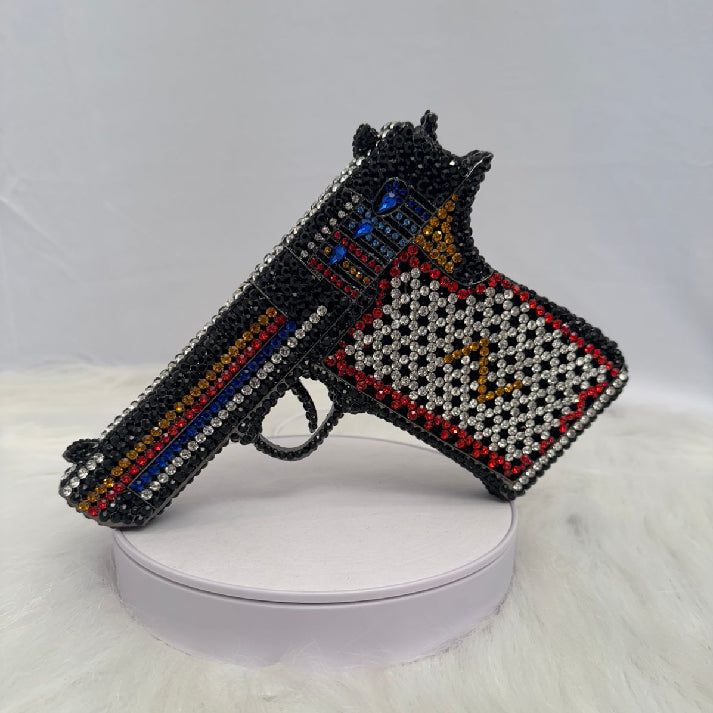 Crystal Art Pistol-Shaped Novelty Clutch