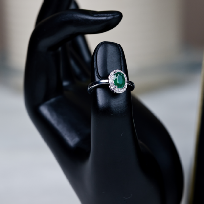 Regal Emerald-Green & Silver Diamond-Halo Ultimate Jewelry Set