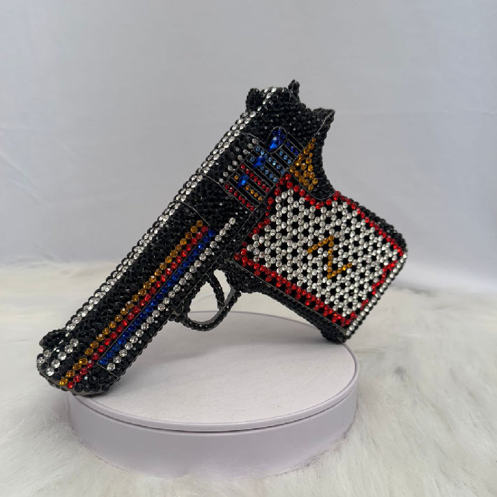 Crystal Art Pistol-Shaped Novelty Clutch