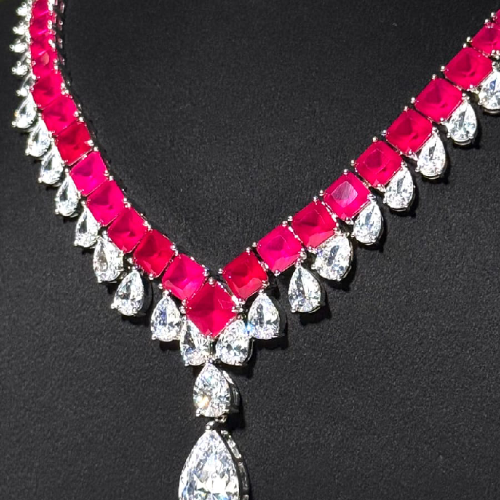 Exquisite Ruby & Diamond Necklace Set with Matching Earrings – Luxury Bridal Jewelry