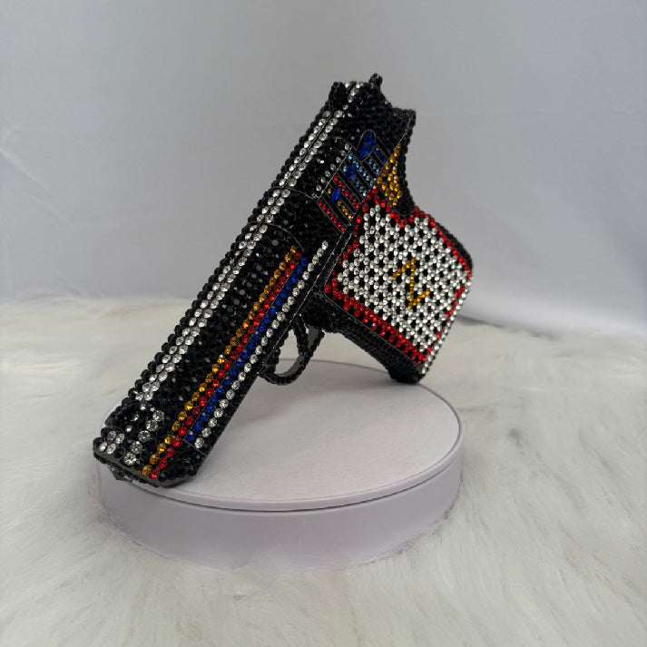 Crystal Art Pistol-Shaped Novelty Clutch