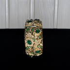 Royal Emerald Pearl Jadau Bangle | Handcrafted Gold-Tone Bridal Kada