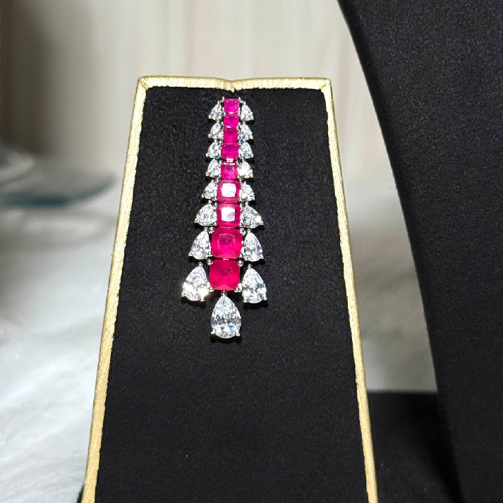 Exquisite Ruby & Diamond Necklace Set with Matching Earrings – Luxury Bridal Jewelry