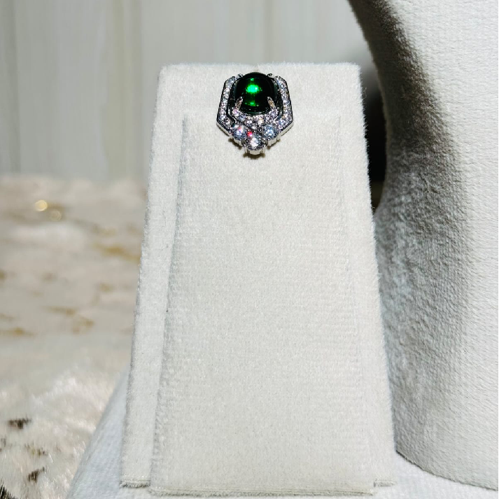 Emerald Green Stone Necklace Set with Matching Stud Earrings