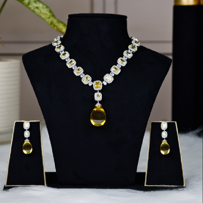 Radiant Canary Yellow & Diamond-White Crystal Drop Set
