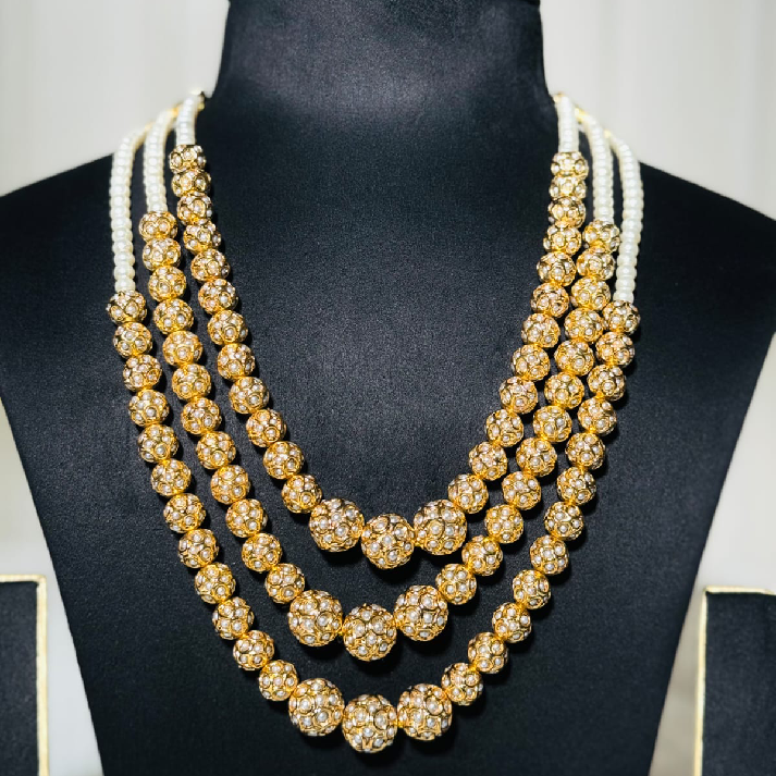 Classic Kundan Pearl Beaded Multi-Layer Necklace