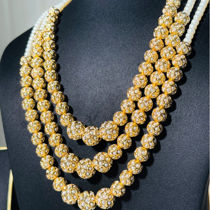 Classic Kundan Pearl Beaded Multi-Layer Necklace