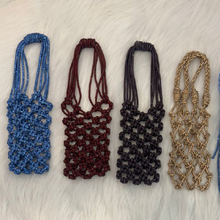 Luxury Shimmer Knotwork Mini Mobile Sling Bag | Handcrafted Party Pouch