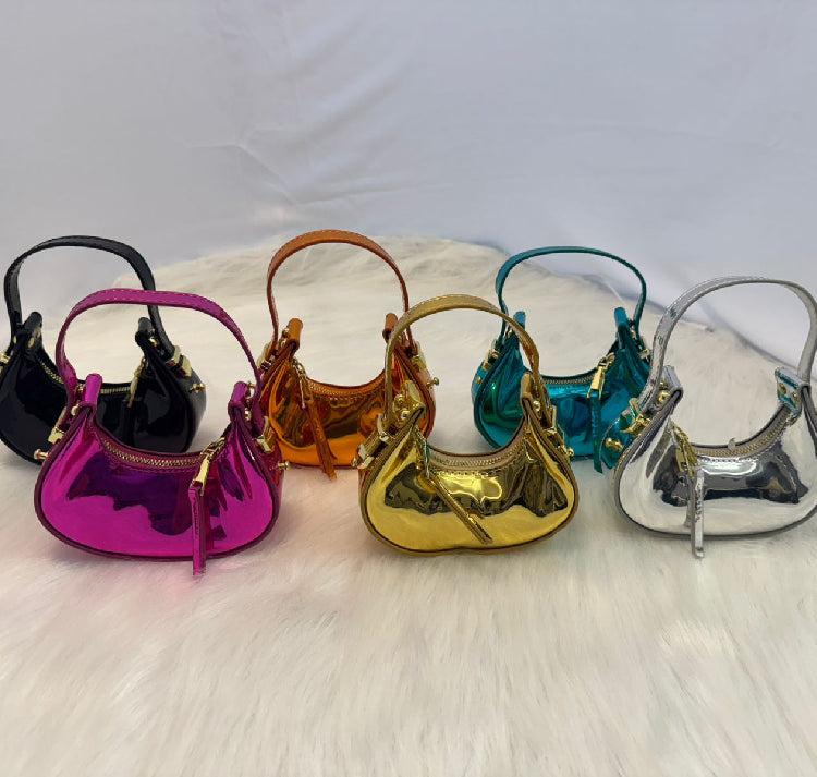 Metallic Mini Hobo Bag | Chrome Finish Shoulder Purse Collection