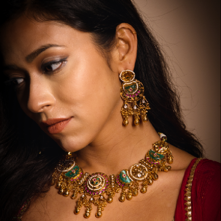 Mint Green Meenakari & Kundan Statement Choker Set