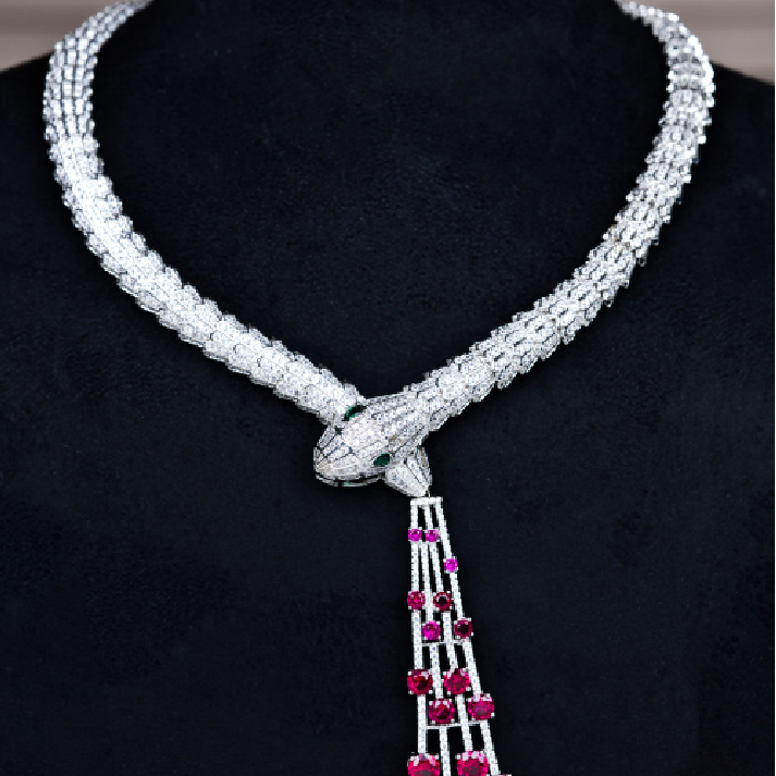 The Majestic Crimson Serpent: Ruby & Diamond High-Jewelry Set