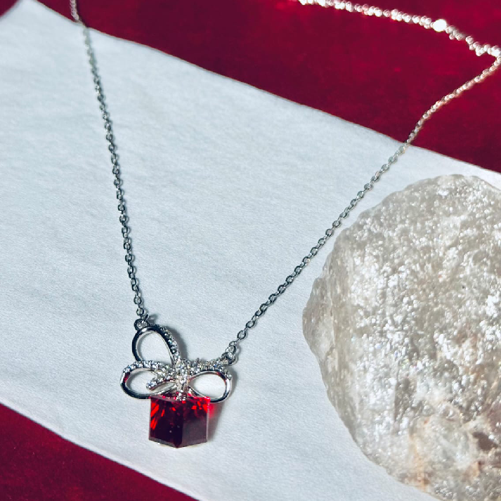 Ruby Glow Pendant & Crystal Bracelet Combo