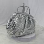 Silver Gleam Woven Clutch