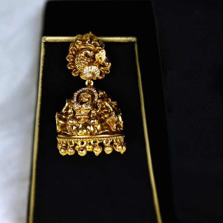 Antique Gold Temple Jewelry Set with Goddess Lakshmi Motif
