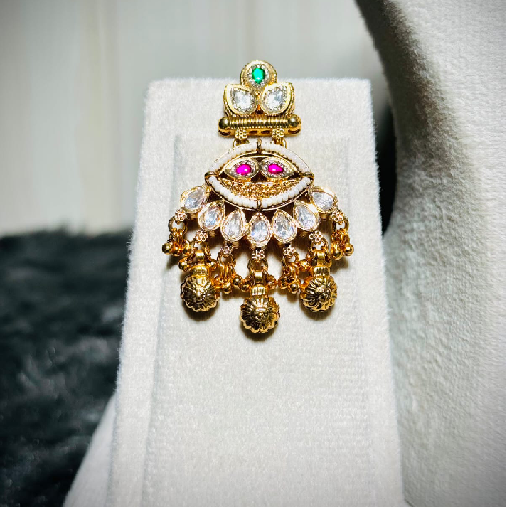 Heritage Polki Kundan Bridal Necklace Set with Drop Pendant