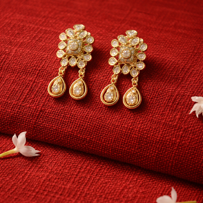 Royal Radiance Polki Drop Earrings