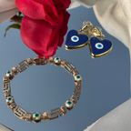 Evil Eye Protection Combo – Heart Earrings & Charm Bracelet