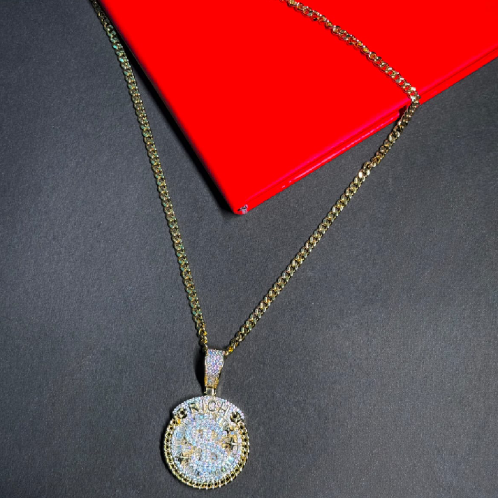 Iced Fortune Wheel Medallion Chain for Men