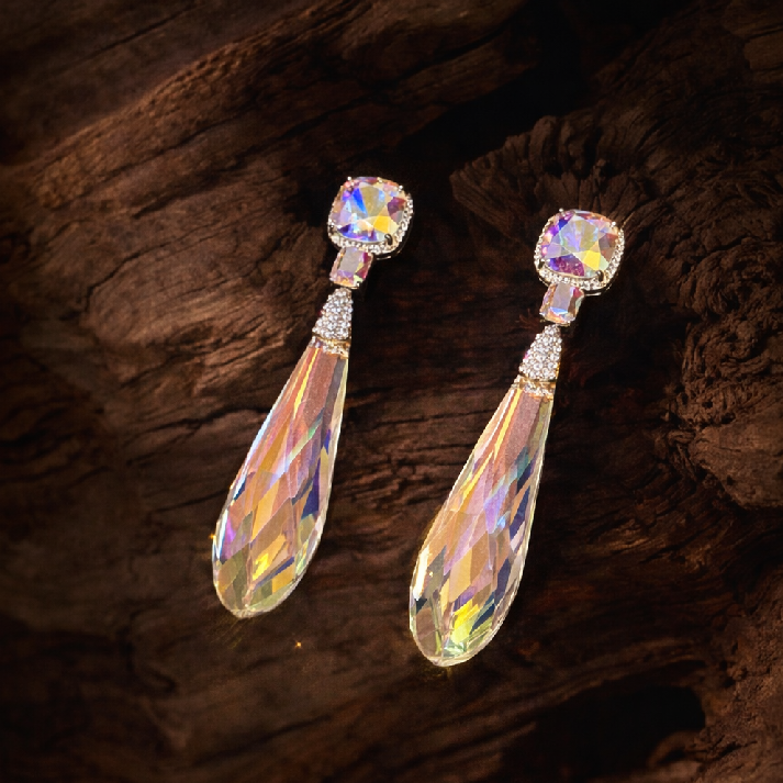 Aurora Crystal Teardrop Statement Earrings