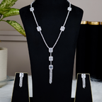 Modern Baguette-Cut Crystal Tassel Statement Set