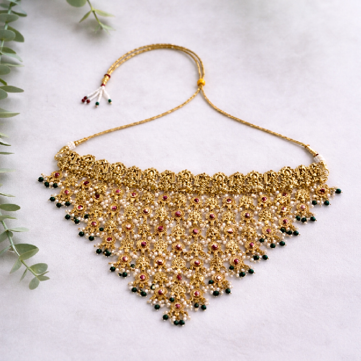Regal Heritage Temple Necklace Set by Noore by Neetu Kaushal