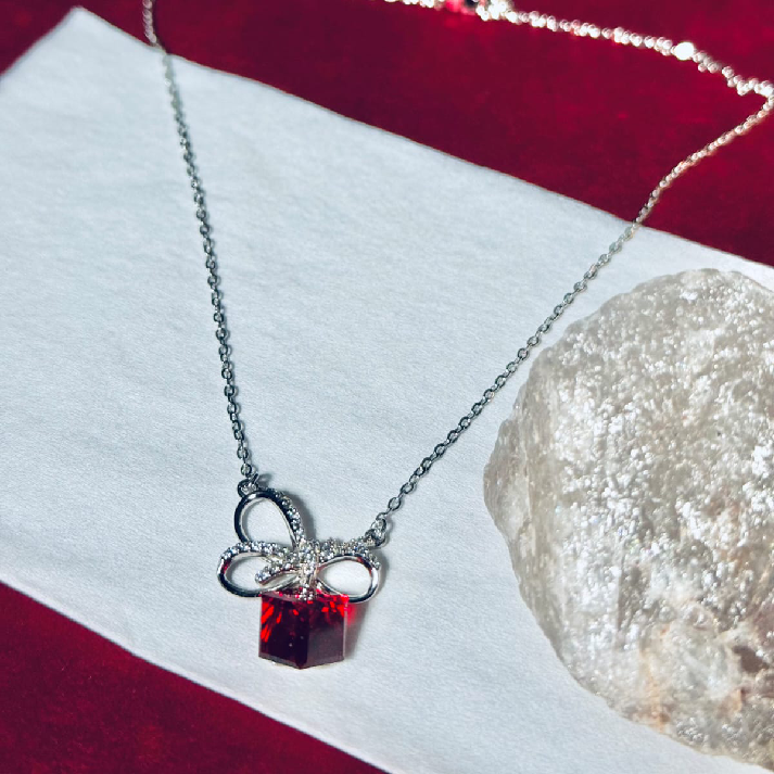 Ruby Glow Pendant & Crystal Bracelet Combo