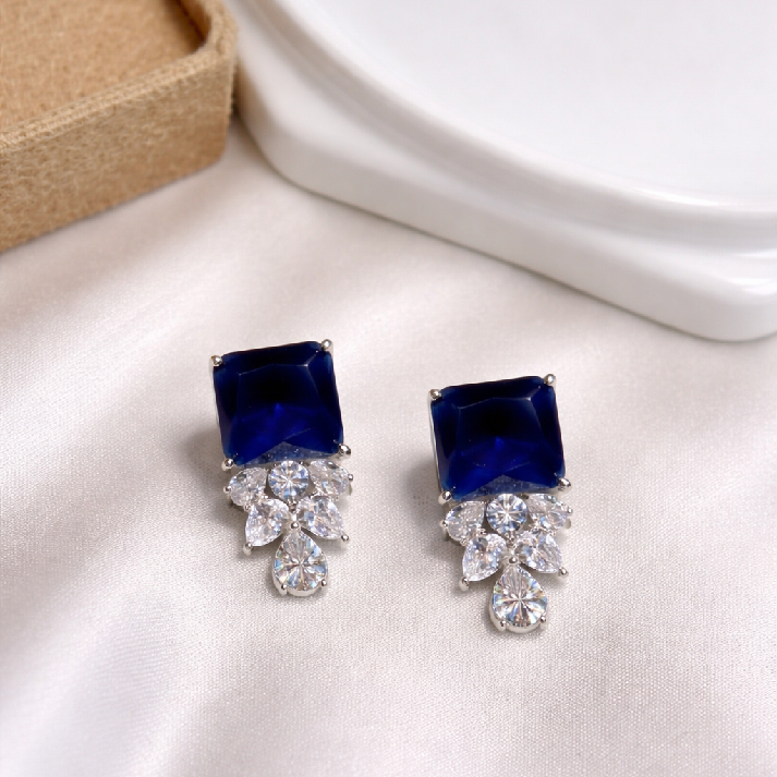 Noore Midnight Sapphire CZ Long Necklace Set