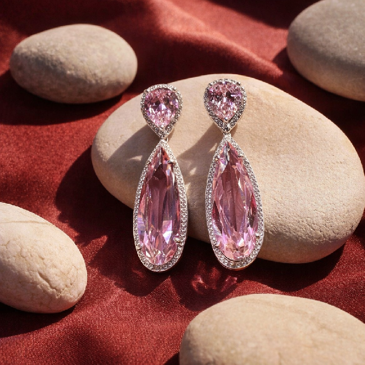 Blush Teardrop CZ Statement Earrings