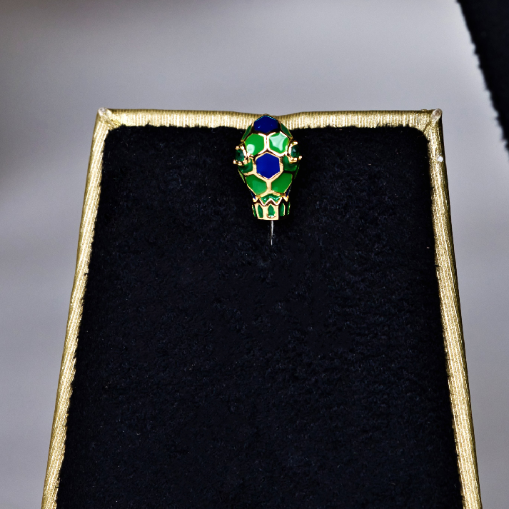 Blue and Green Enameled Snake Necklace & Earring Set