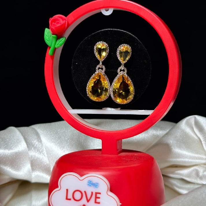 Royal Crystal Heart Pendant & Drop Earrings Combo