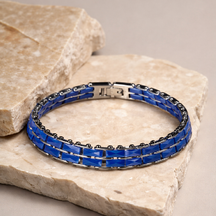 Men’s Blue Ceramic & Steel Bracelet – Bold Contemporary Style by Noore