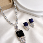 Noore Midnight Sapphire CZ Long Necklace Set