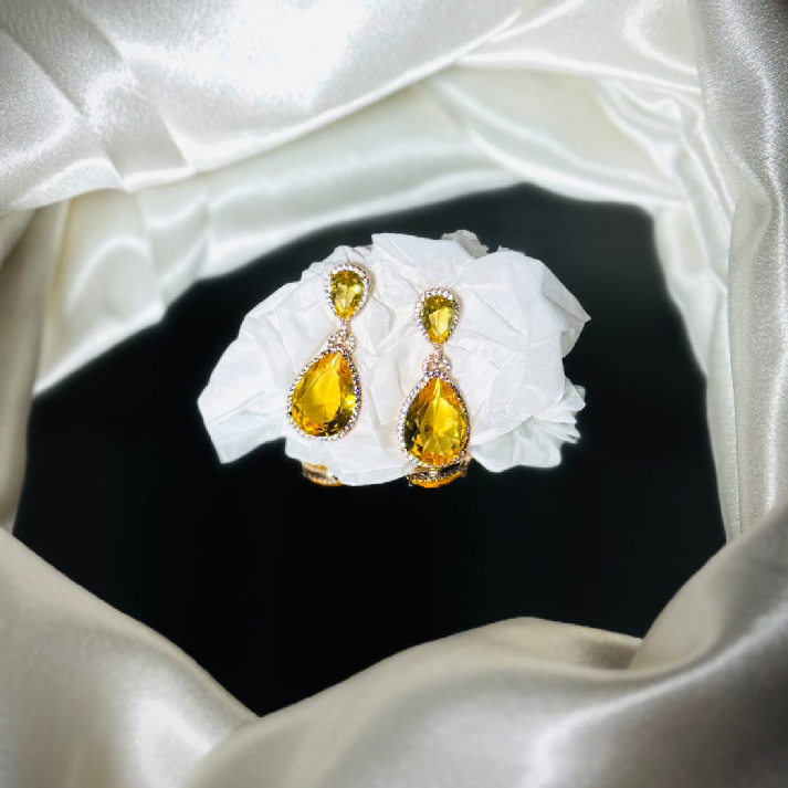 Royal Amber Teardrop Crystal Earrings | noore by neetu kaushal