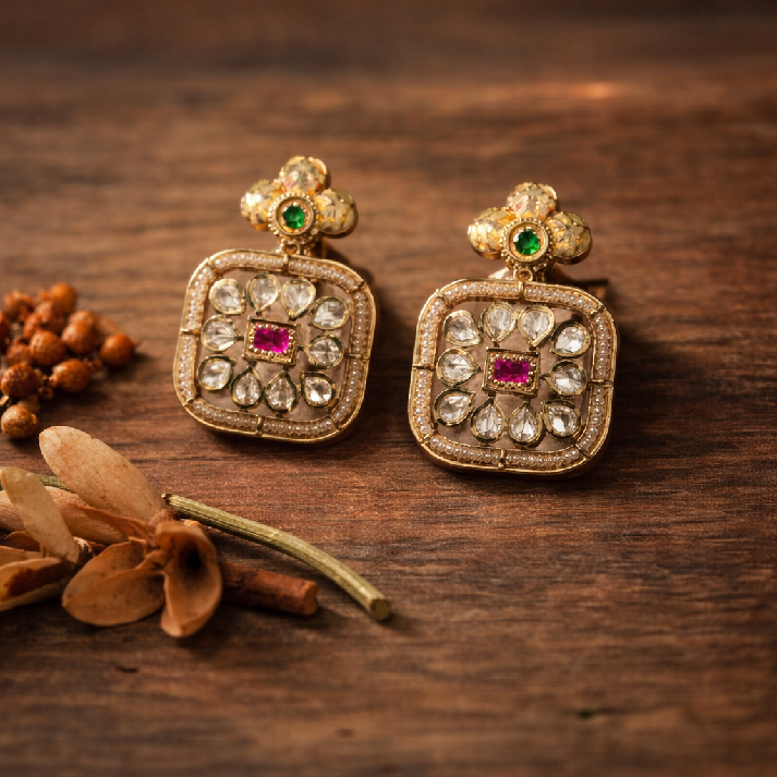 Royal Polki Polki Statement Stud Earrings