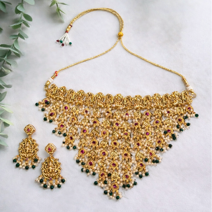 Regal Heritage Temple Necklace Set by Noore by Neetu Kaushal