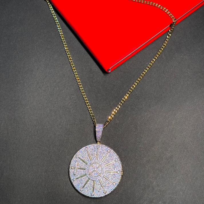 Iced Radiant Sun Medallion Chain for Men