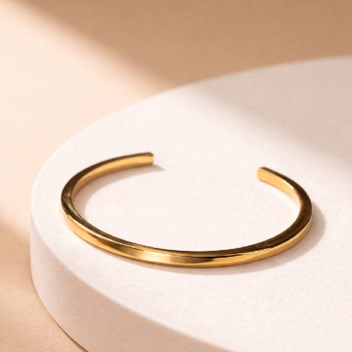 Classic Gold Minimalist Open Cuff Bracelet