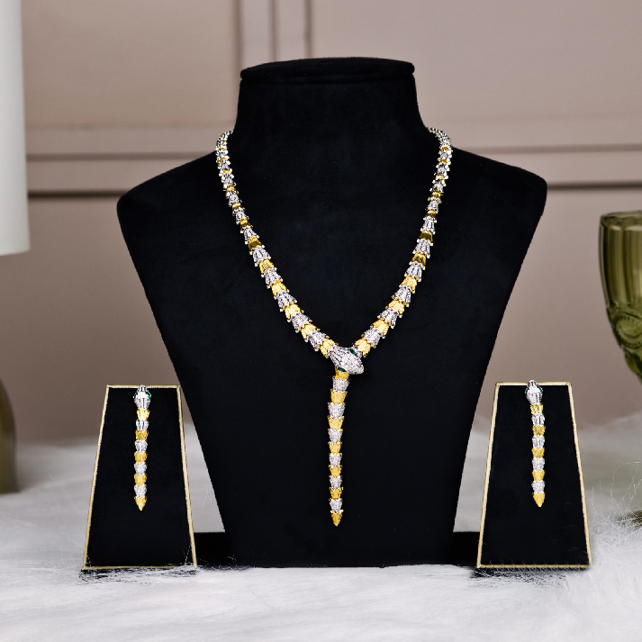 Dual-Tone Serpenti Snake Statement Necklace & Earring Set