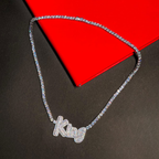 Iced King Script Pendant Chain for Men